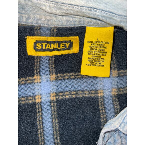 Vintage Stanley denim plaid fleece lined shirt jacket shacket men size large - Picture 8 of 8